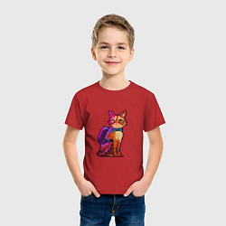 Футболка хлопковая детская Stray pixel art, цвет: красный — фото 2
