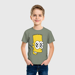 Футболка хлопковая детская Bart Simpson - glitch, цвет: авокадо — фото 2