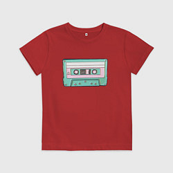 Футболка хлопковая детская Музыкальная кассета - олды поймут, цвет: красный