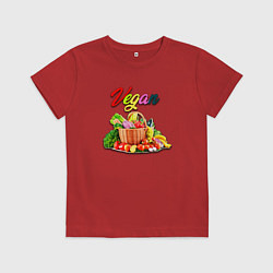 Футболка хлопковая детская Вегетарианский набор, цвет: красный