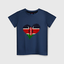 Футболка хлопковая детская Сердце - Кения, цвет: тёмно-синий