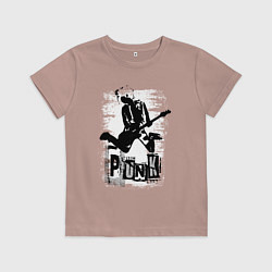 Футболка хлопковая детская Punk jump, цвет: пыльно-розовый