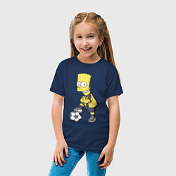 Футболка хлопковая детская Барт Симпсон - крутой футбольный форвард, цвет: тёмно-синий — фото 2
