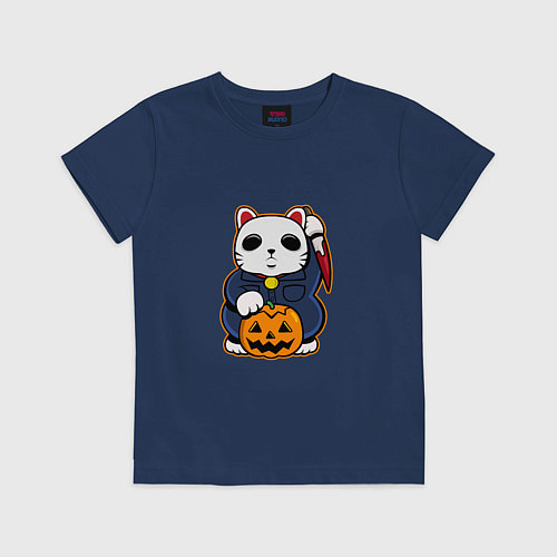Детская футболка Cat Halloween / Тёмно-синий – фото 1