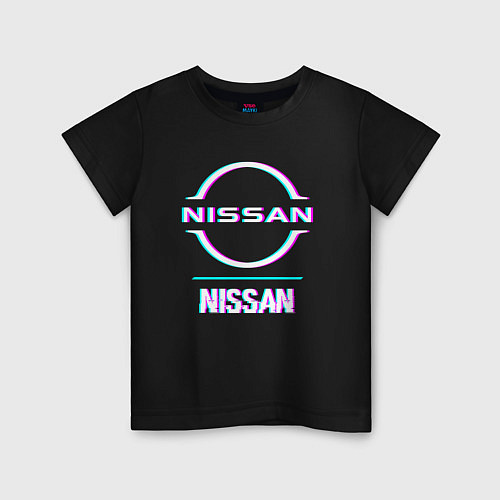 Детская футболка Значок Nissan в стиле glitch / Черный – фото 1