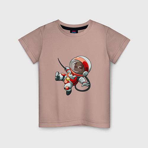 Детская футболка Обезьянка в скафандре / Пыльно-розовый – фото 1