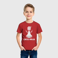 Футболка хлопковая детская Шахматный ниндзя, цвет: красный — фото 2