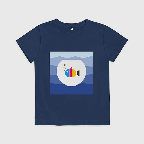 Детская футболка CMYK рыбка / Тёмно-синий – фото 1