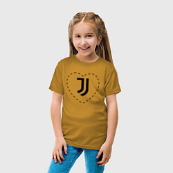 Футболка хлопковая детская Лого Juventus в сердечке, цвет: горчичный — фото 2