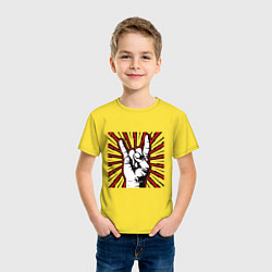 Футболка хлопковая детская Rock goat sign, цвет: желтый — фото 2