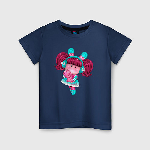 Детская футболка Маленькая девочка принцесса / Тёмно-синий – фото 1
