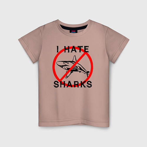 Детская футболка Я ненавижу акул / Пыльно-розовый – фото 1