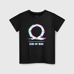 Футболка хлопковая детская God of War в стиле glitch и баги графики, цвет: черный