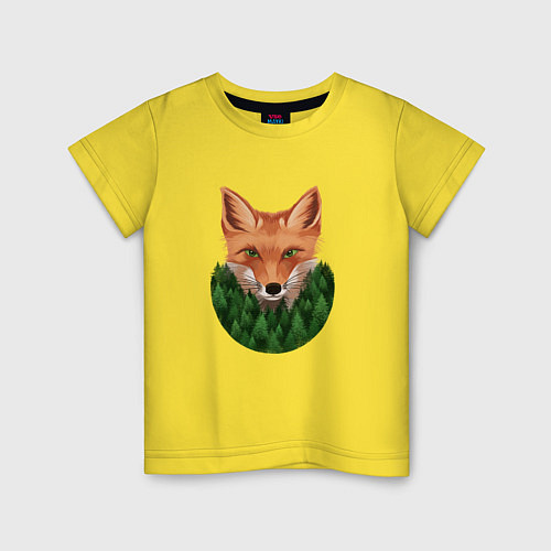 Детская футболка Рыжая лиса и лес / Желтый – фото 1