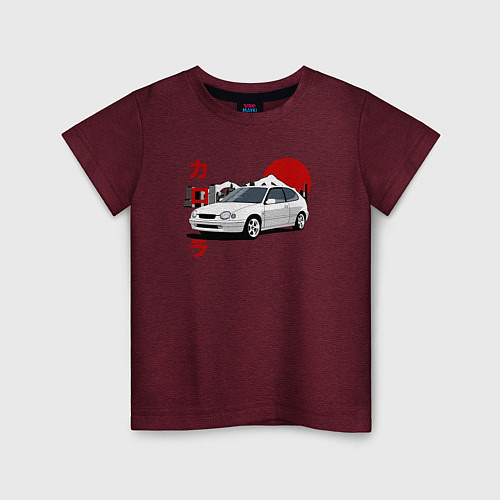 Детская футболка Toyota Corolla JDM Retro Style / Меланж-бордовый – фото 1