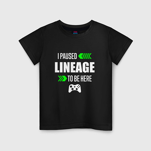 Детская футболка I paused Lineage to be here с зелеными стрелками / Черный – фото 1
