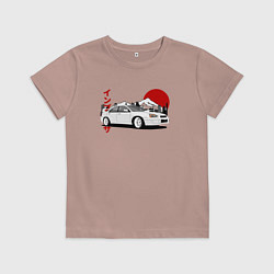 Футболка хлопковая детская Subaru Impreza WRX Sti Retro JDM, цвет: пыльно-розовый