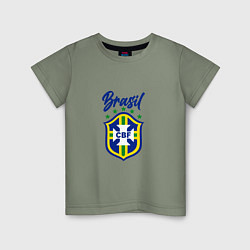 Футболка хлопковая детская Brasil Football, цвет: авокадо