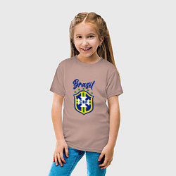 Футболка хлопковая детская Brasil Football, цвет: пыльно-розовый — фото 2