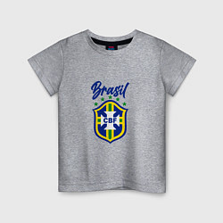 Футболка хлопковая детская Brasil Football, цвет: меланж
