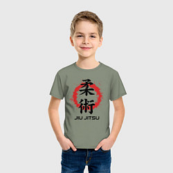 Футболка хлопковая детская Jiu jitsu red splashes logo, цвет: авокадо — фото 2