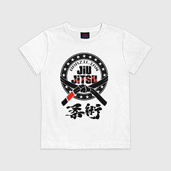 Футболка хлопковая детская Brazilian fight club Jiu jitsu, цвет: белый