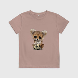 Футболка хлопковая детская Футбол - Леопард, цвет: пыльно-розовый