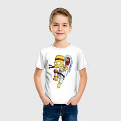Футболка хлопковая детская Боец Барт Симпсон - чёрный пояс, цвет: белый — фото 2
