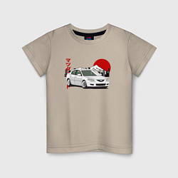 Футболка хлопковая детская Mazda 3 bk JDM Retro, цвет: миндальный
