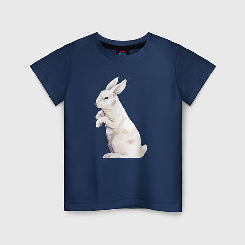 Детская футболка Белый милый кролик / Тёмно-синий – фото 1