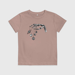 Футболка хлопковая детская Рука с планетами, цвет: пыльно-розовый