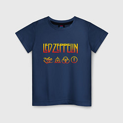 Футболка хлопковая детская Led Zeppelin - logotype, цвет: тёмно-синий