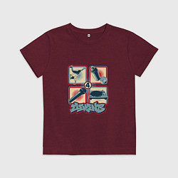 Футболка хлопковая детская 4 Элемента - Хип-Хоп, цвет: меланж-бордовый