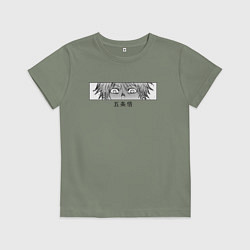 Футболка хлопковая детская Сатору Годжо Взгляд, цвет: авокадо