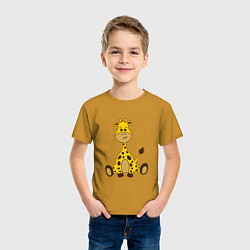Футболка хлопковая детская Детёныш жирафа, цвет: горчичный — фото 2