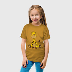 Футболка хлопковая детская Детёныш жирафа, цвет: горчичный — фото 2