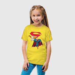 Футболка хлопковая детская Крипто и Супермен с лого DC Лига Суперпитомцы, цвет: желтый — фото 2