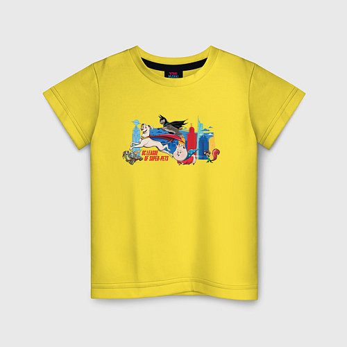 Детская футболка Вся команда DC Лига Суперпитомцы / Желтый – фото 1