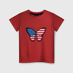 Футболка хлопковая детская Бабочка - США, цвет: красный