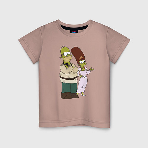 Детская футболка Homer and Marge in Shrek style / Пыльно-розовый – фото 1