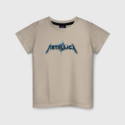 Футболка хлопковая детская Metallica коллаж логотипов, цвет: миндальный