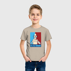 Футболка хлопковая детская Bender Futurama, цвет: миндальный — фото 2