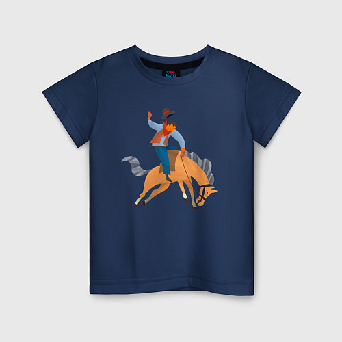 Детская футболка Наездник на лошадкe / Тёмно-синий – фото 1