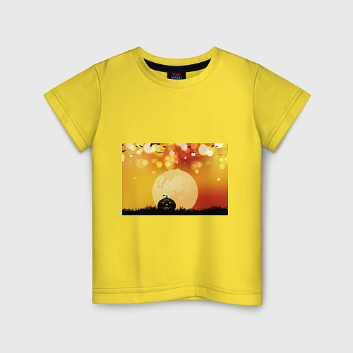 Детская футболка Хэллоуин черная тыква / Желтый – фото 1