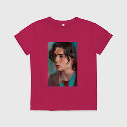 Футболка хлопковая детская Timothee Chalamet fan art, цвет: маджента