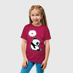 Футболка хлопковая детская Панда о разбитом сердце, цвет: маджента — фото 2