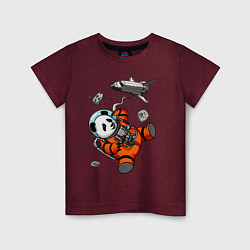 Футболка хлопковая детская Космическая панда, цвет: меланж-бордовый