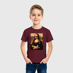 Футболка хлопковая детская Мона Лиза modern style, цвет: меланж-бордовый — фото 2