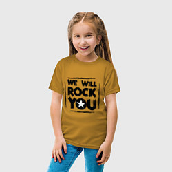 Футболка хлопковая детская We rock you, цвет: горчичный — фото 2