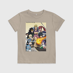 Футболка хлопковая детская Fairy Tail heroes, цвет: миндальный